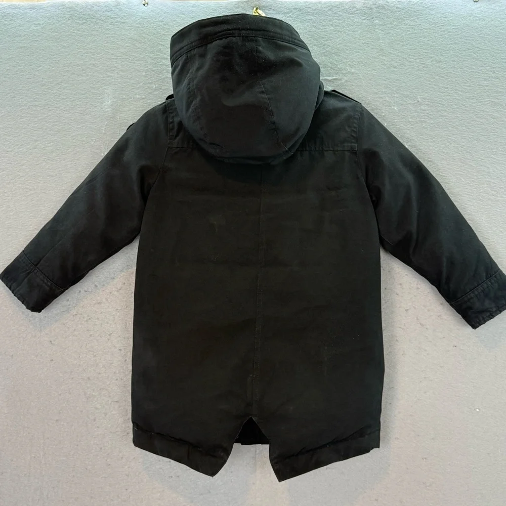 Appaman - little Boys Down Coat Sherpa hooded full zip up winter Jacket black 3T